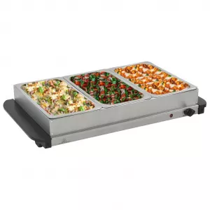 vidaXL Încălzitor de servire bufet, 300 W, 3 X 2,5 L, oțel inoxidabil