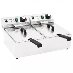 vidaXL Friteuză electrică dublă, oțel inoxidabil, 20 L, 6000 W