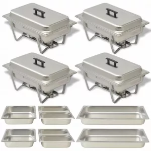 vidaXL Set vase încălzire mâncare, 4 piese, oțel inoxidabil