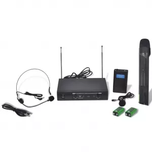 vidaXL Set receptor cu microfon fără fir și căști VHF