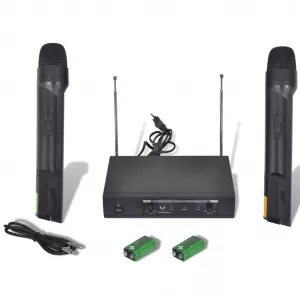 vidaXL Set VHF receiver cu 2 microfoane fără fir