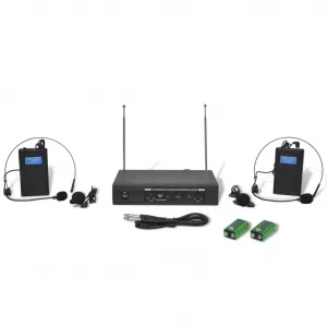 vidaXL Receptor cu 2 căști wireless VHF