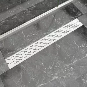 vidaXL Rigolă liniară duș, model ondulat, oțel inoxidabil, 930x140 mm