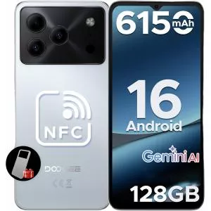 Doogee Telefon Note 56 Pro 4G Octa-Core 6.56-inch IPS 90Hz 4GB RAM 128GB NFC 6150mAh Android 16 Silver