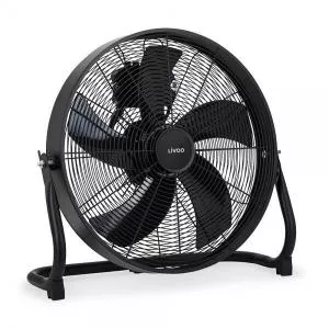 Livoo Ventilator de podea DOM508, 55W, diametru 45 cm, 3 viteze, debit de aer 3654 m3/h, unghi de inclinare de pana la 120 grade, corp metalic, 5 palete, maner transport (Negru)