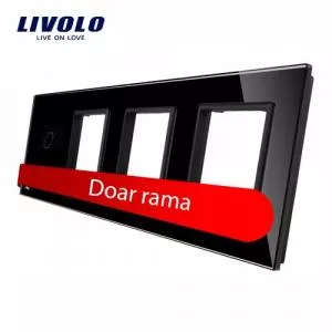 Livolo Rama intrerupator cu touch simplu+priza tripla din sticla VL-P701/E/E/E-8B