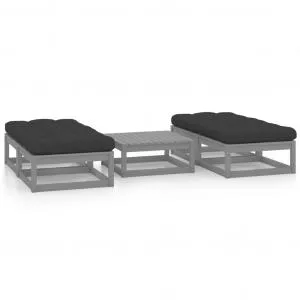 vidaXL Set mobilier de grădină cu perne, 5 piese, lemn masiv de pin 3076291