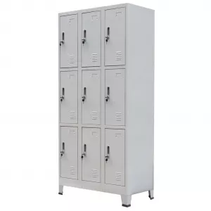 vidaXL Dulap vestiar cu 9 compartimente, oțel, 90 x 45 x 180 cm, gri