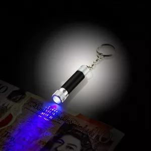 Procart Breloc cu lumina UV, 3 LED-uri, mini lanterna, 365 nm, negru