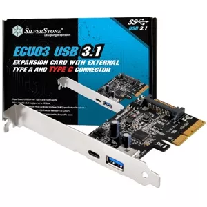 SilverStone adaptor PCIe 2.0 x2 (10Gbps) - 2x USB 3.1 externe Type-A/Type-C (SST-ECU03)
