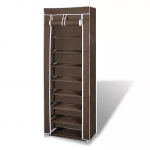 vidaXL Dulap pantofi cu husă din material textil 57 x 29 x 162 cm, Maro