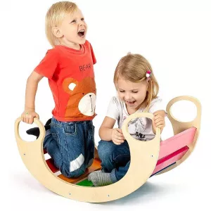 Procart Balansoar rocker din lemn, placa de echilibru, multifunctional, multicolor