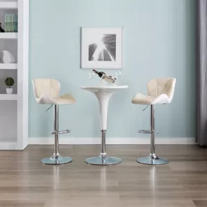 vidaXL Scaune de bar, 2 buc., crem, piele artificială 249682
