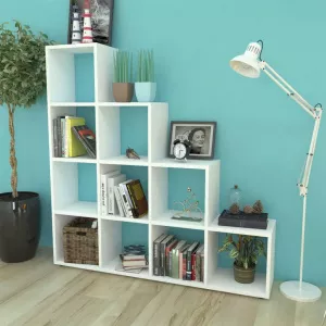 vidaXL Bibliotecă în trepte / Raft de expunere 142 cm Alb