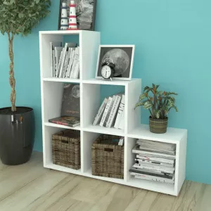 vidaXL Bibliotecă în trepte / Raft de expunere 107 cm Alb