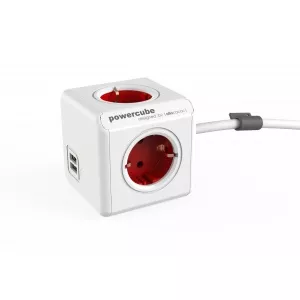Allocacoc Prelungitor PowerCube Extended USB 1402RD, 1.5 metri, Red