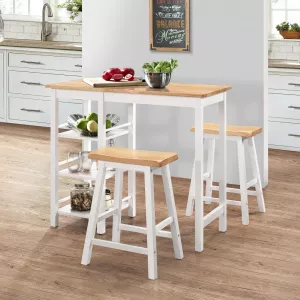vidaXL Set mobilier de bar, 3 piese, MDF, alb