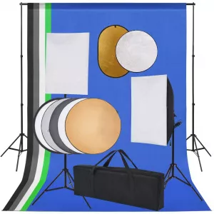 vidaXL Set studio foto cu lumini softbox, fundal și reflector 3067104