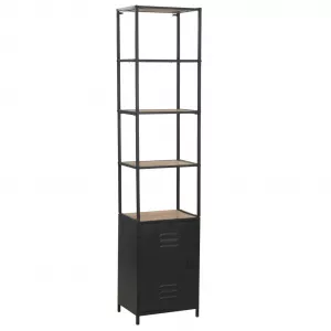 vidaXL Bibliotecă din lemn masiv de brad și oțel, 40,5 x 32,5 x 180 cm
