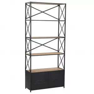vidaXL Bibliotecă, lemn masiv de brad și oțel, 80 x 32,5 x 180 cm