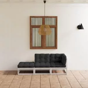vidaXL Set mobilier de gradina cu perne, 3 piese, lemn masiv de pin 3076520