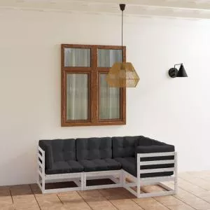 vidaXL Set mobilier de gradina cu perne, 4 piese, lemn masiv de pin 3076595