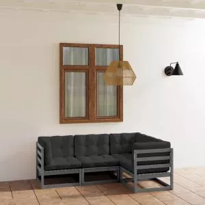 vidaXL Set mobilier de gradina cu perne, 4 piese, lemn masiv de pin 3076596