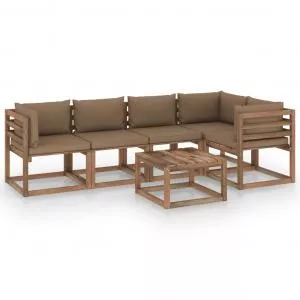 vidaXL Set mobilier gradina cu perne, 6 piese, lemn pin tratat 3067460