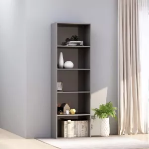 vidaXL Bibliotecă cu 5 rafturi, gri lucios, 60 x 30 x 189 cm, PAL 800998