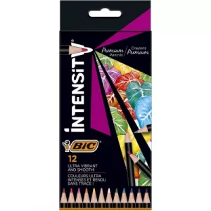 BIC Creioane colorate din lemn, mina ultra-rezistenta, 12 culori/set Intensity Premium 951844