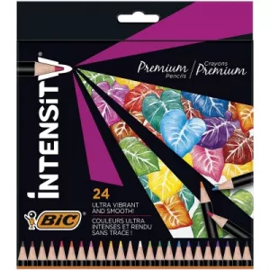 BIC Creioane colorate din lemn, mina ultra-rezistenta, 24 culori/set Intensity Premium 967823