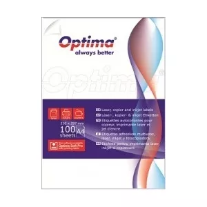 Optima OP416105037 Etichete albe autoadezive 16/A4, 105 x 37 mm, 100 coli/top, Optima