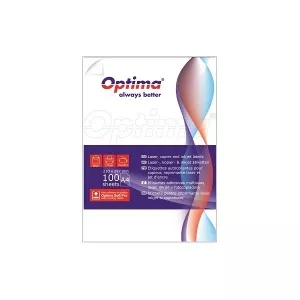 Optima op414991381 Etichete albe autoadezive 14/A4, 99,1 x 38,1 mm, 100 coli/top, Optima - colturi rotunjite