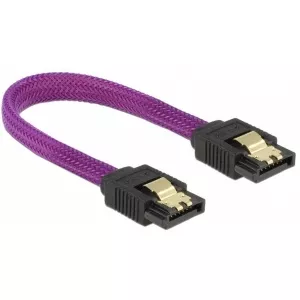Delock SATA cable 6 Gb/s 20 cm down / straight metal purple Premium 83694