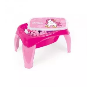 Roben Toys Masuta de activitati Dolu cu 42 cuburi de construit ,12 luni+ Unicorn , Robentoys