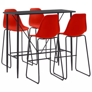 vidaXL Set mobilier de bar, 5 piese, roșu, plastic 279856