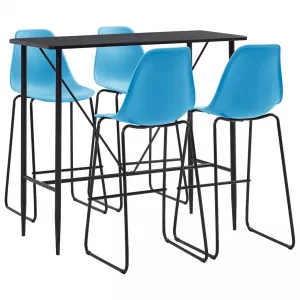 vidaXL Set mobilier de bar, 5 piese, albastru, plastic 279854