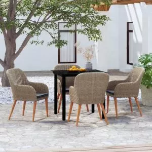 vidaXL Set mobilier gradina cu perne, 5 piese, maro 3099512