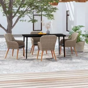 vidaXL Set mobilier gradina cu perne, 5 piese, maro 3099525
