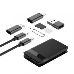 budi Set Multifunctional Cablu Type-C la Type-C Black + Mufe (Lightning, MicroUSB, USB, slot card)
