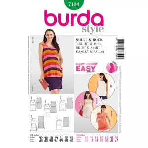 Burda Style Umstandsmode; Shirt / Rock, verstellbar 7104