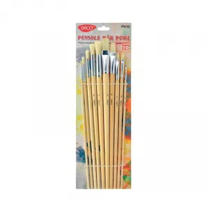 Daco Pensula par porc 10buc/set, nr.1,2,3,5,6,7,8,9,10,12 varf rotund si drept