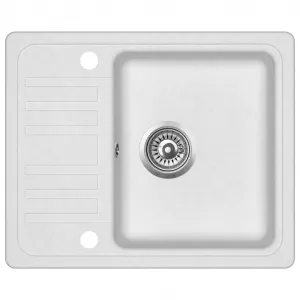 vidaXL Chiuvetă de bucătărie din granit, alb, bazin unic 144861