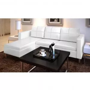 vidaXL Canapea modulara cu 3 locuri, piele artificiala, alb GartenMobel Dekor