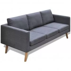 vidaXL Canapea cu 3 locuri, material textil, gri închis GartenMobel Dekor