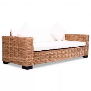 vidaXL Canapea cu 3 locuri, ratan natural GartenMobel Dekor