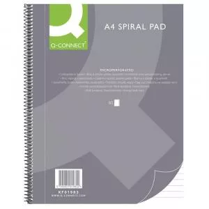 Q-Connect Caiet cu spirala, A4, 80 file - 70g/mp, 4 perf., coperti carton - dictando