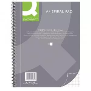 Q-Connect Caiet cu spirala, A4, 80 file - 70g/mp, 4 perf., coperti carton - matematica