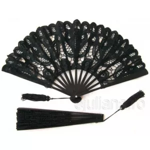 Evantai de dantela negru chic