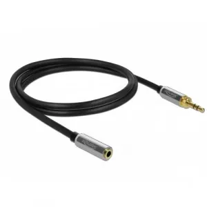 Delock 85780, 3.5mm male - 3.5mm female, 1m, Black + 2x Adaptor